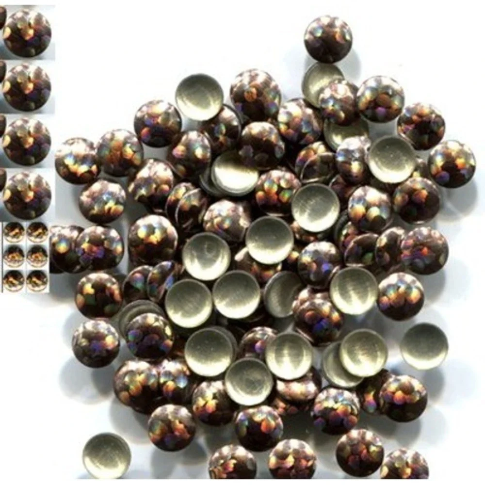 HOLOGRAM Round Nailheads BRONZE 2mm Hotfix 1 gross‎